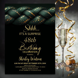 Grönt Guld Braid i alla åldrar Surprise Birthday Inbjudningar