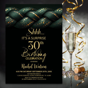 Grönt Guld Braid Surprise 30års födelsedag Party Inbjudningar