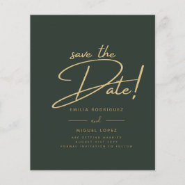 Grönt Guld Bröllop spara datum-kort