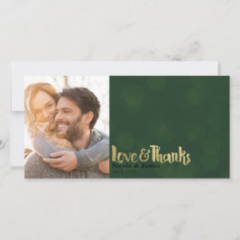 Grönt Guld Bröllopsfoto Kärlek & Tacksamhet Tack Kort