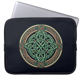 Grönt & Guld Celtic Knot Laptop Fodral