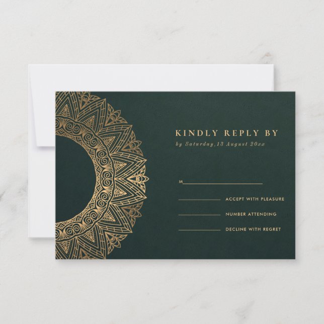 GRÖNT GULD CLASSIC ORNATE MANDALA BRÖLLOP OSA (Framsida)