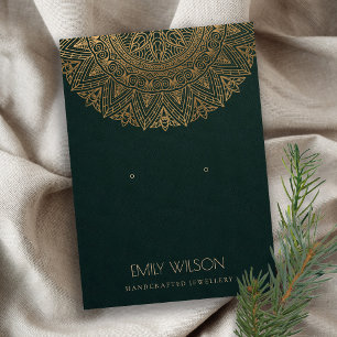 GRÖNT GULD CLASSIC ORNATE MANDALA EARRING VISNING VISITKORT