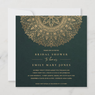 GRÖNT GULD CLASSIC ORNATE MANDALA MÖHIPPA INBJUDNINGAR