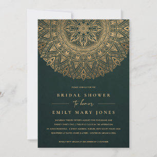 GRÖNT GULD CLASSIC ORNATE MANDALA MÖHIPPA INBJUDNINGAR