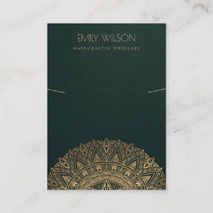 GRÖNT GULD CLASSIC ORNATE MANDALA NECKLACE VISNING VISITKORT