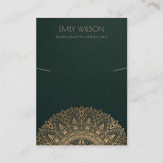 GRÖNT GULD CLASSIC ORNATE MANDALA NECKLACE VISNING VISITKORT (Framsida)
