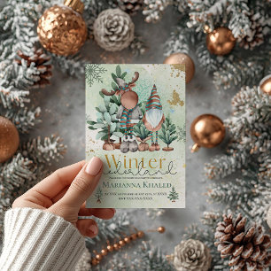 Grönt Guld Cute Jul Gnome-Hjorten Inbjudningar