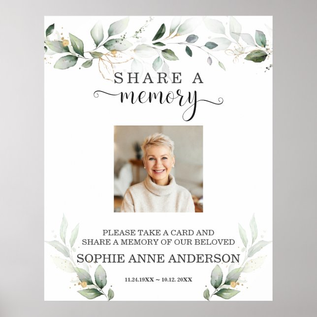 Grönt Guld Dela ett Minne Begravningsskylt Poster (Framsidan)