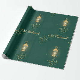 Grönt/Guld Eid-inslagspapper Presentpapper