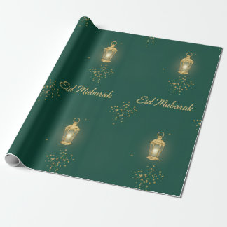 Grönt/Guld Eid-inslagspapper Presentpapper