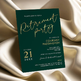 Grönt & Guld Elegant Corporate Pension Party Inbjudningar
