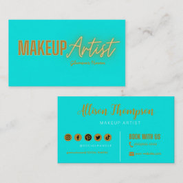 Grönt Guld Elegant Makeup Artist Affärskort Visitkort