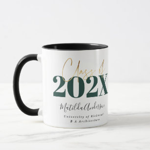 grönt guld elegant studenten skriver modern mugg