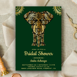 Grönt Guld Elephant Indiska Möhippan Inbjudan