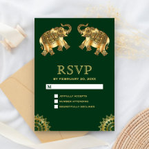 Grönt Guld Etniska Elefanter Indisk RSVP