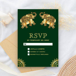 Grönt Guld Etniska Elefanter Indisk RSVP OSA Kort
