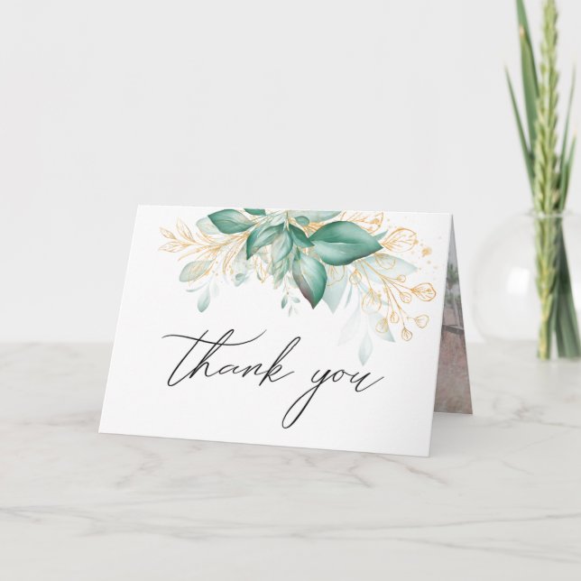grönt guld eucalyptus greenery-tack för ditt kort (Framsida)
