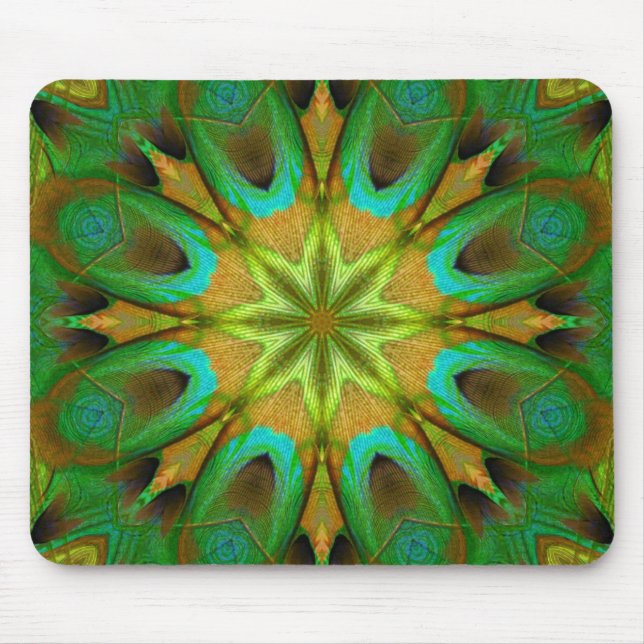 Grönt Guld Flower Star Mandala Mousepad Musmatta (Framsidan)
