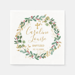 Grönt Guld: Foliage Baby Baptism Pappersservett