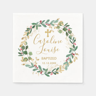 Grönt Guld: Foliage Baby Baptism Pappersservett