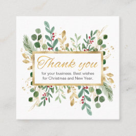 Grönt Guld Foliage Tack Affärskort Fyrkantigt Visitkort