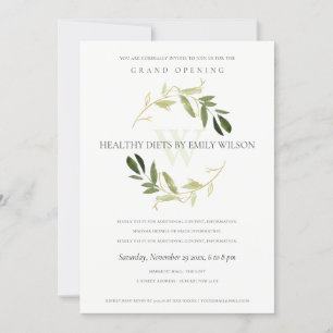 GRÖNT GULD FOLIAGE WREATH GRAND ÖPPENING INBJUDAN
