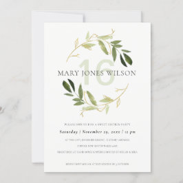 GRÖNT GULD FOLIAGE WREATH SWEET 16 BIRTHDAY CARD TACK KORT