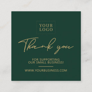 Grönt & Guld Företag Logotyp Förpackning Tack Fyrkantigt Visitkort