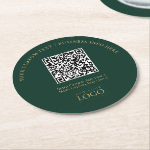 Grönt & Guld Företagets Logotyp QR-kod Kampanj Underlägg Papper Rund