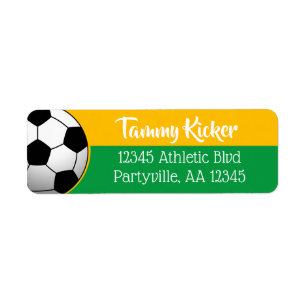 Grönt & Guld Fotboll Adress Returadress Etikett