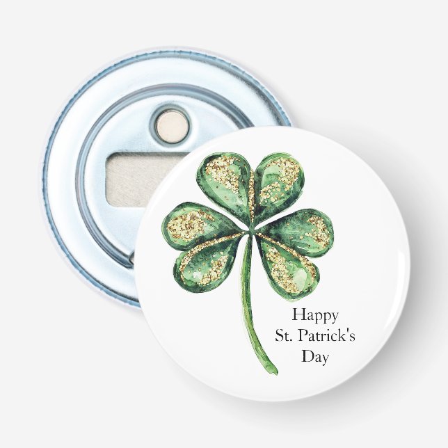 Grönt Guld Glans Shamrock St. Patricks dag Flasköppnare (Framsidan)