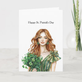 Grönt Guld Glans Shamrock St. Patrick's Day Kort