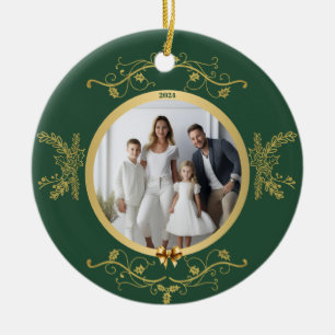 Grönt-Guld Glänsande Årstider Jul Keramik Julgransprydnad Keramik