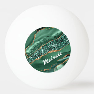 Grönt Guld Glitter Ping Pong Boll med eget namn