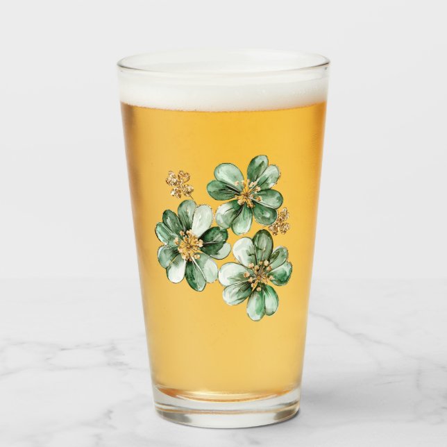 Grönt Guld Glitter Shamrock St. Patrick's Day Glaskopp (Framsida fylld)