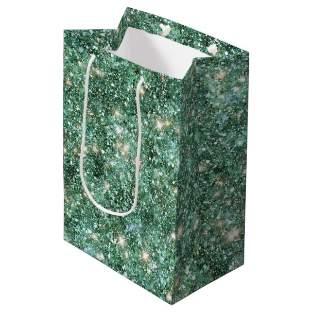 Grönt Guld Glittrig Glitter Födelsedag (Framsidan Vinklad)