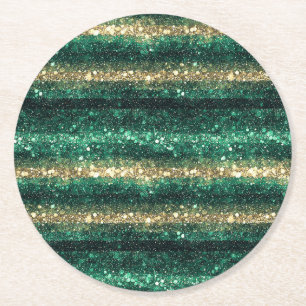 Grönt Guld Glittrig Glitter St. Patrick's Day Underlägg Papper Rund