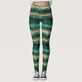 Grönt Guld Glittrig St. Patricks Dag Glitter Leggings