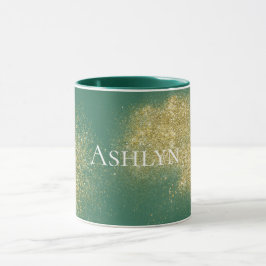 Grönt Guld Glitzy Glitter Mugg