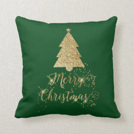 Grönt Guld Gnistra God jul Träd Kudde