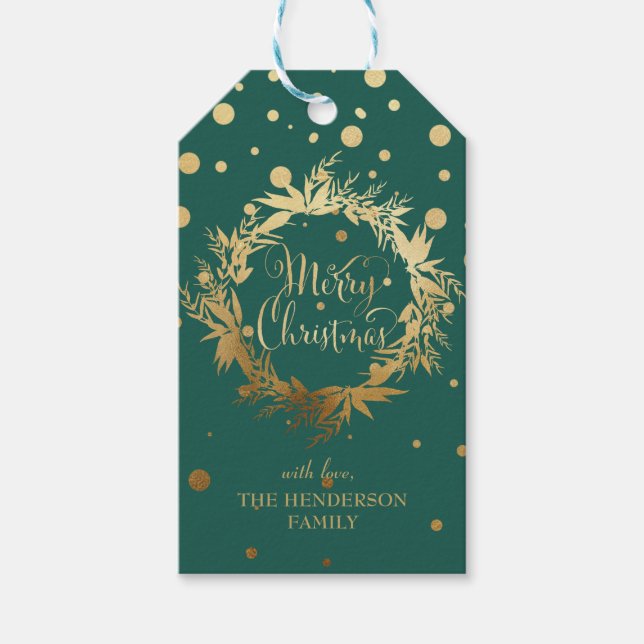 Grönt Guld God jul Eucalyptus Utandning Presentetikett (Framsidan)