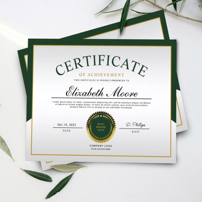 Grönt Guld Gräns certifikat för att uppnå resultat (Skapare uppladdad)