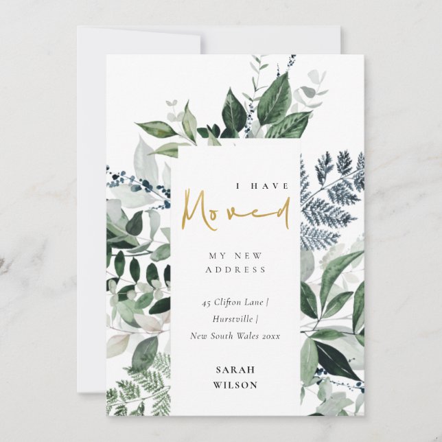 Grönt Guld Greenery Ram I har Flyttat kort (Framsida)