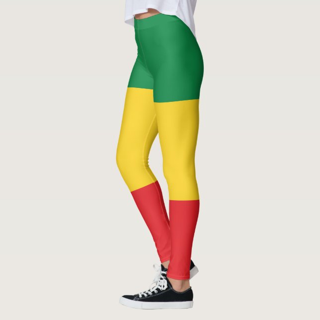 Grönt, Guld (Gult) och Röda Färg Flagga Leggings (Vänster)