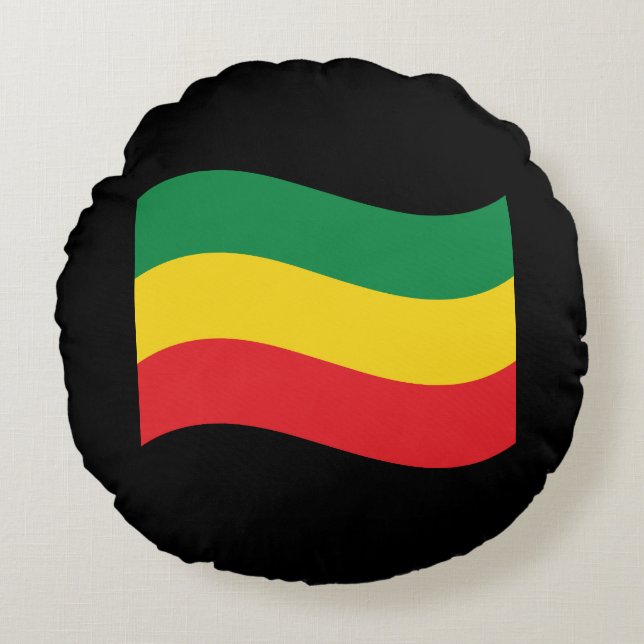 Grönt, Guld (Gult) och Röda Färg Flagga Rund Kudde (Framsidan)