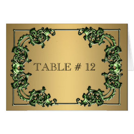 Grönt guld-händelse i bordsnummer bröllop OBS kort