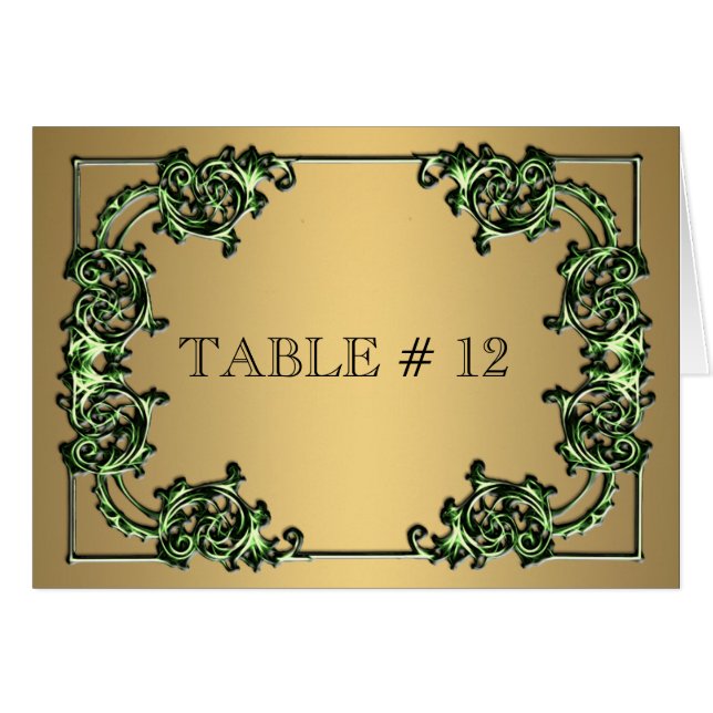 Grönt guld-händelse i bordsnummer bröllop OBS kort (Framsidan Horizontal)