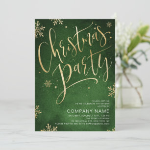 Grönt guld handskriven kalligrafi jul Party Inbjudningar