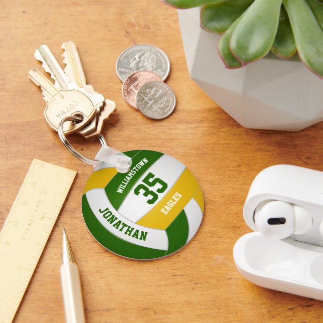 grönt guld idrottslag färg-flicka volleyball nyckelring (Skrivbord)